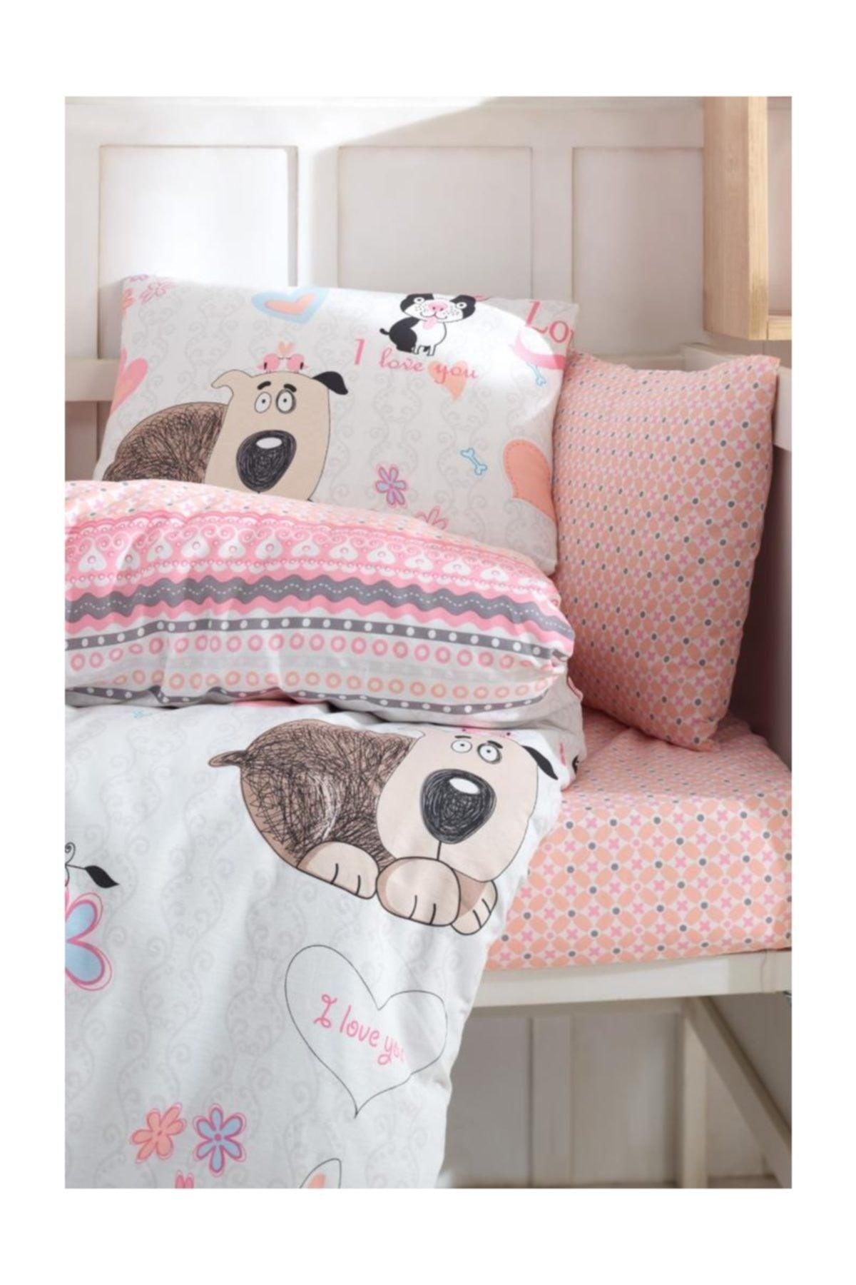 100% Cotton Baby Sweety Dogs Pink Baby Duvet Cover Set - Swordslife