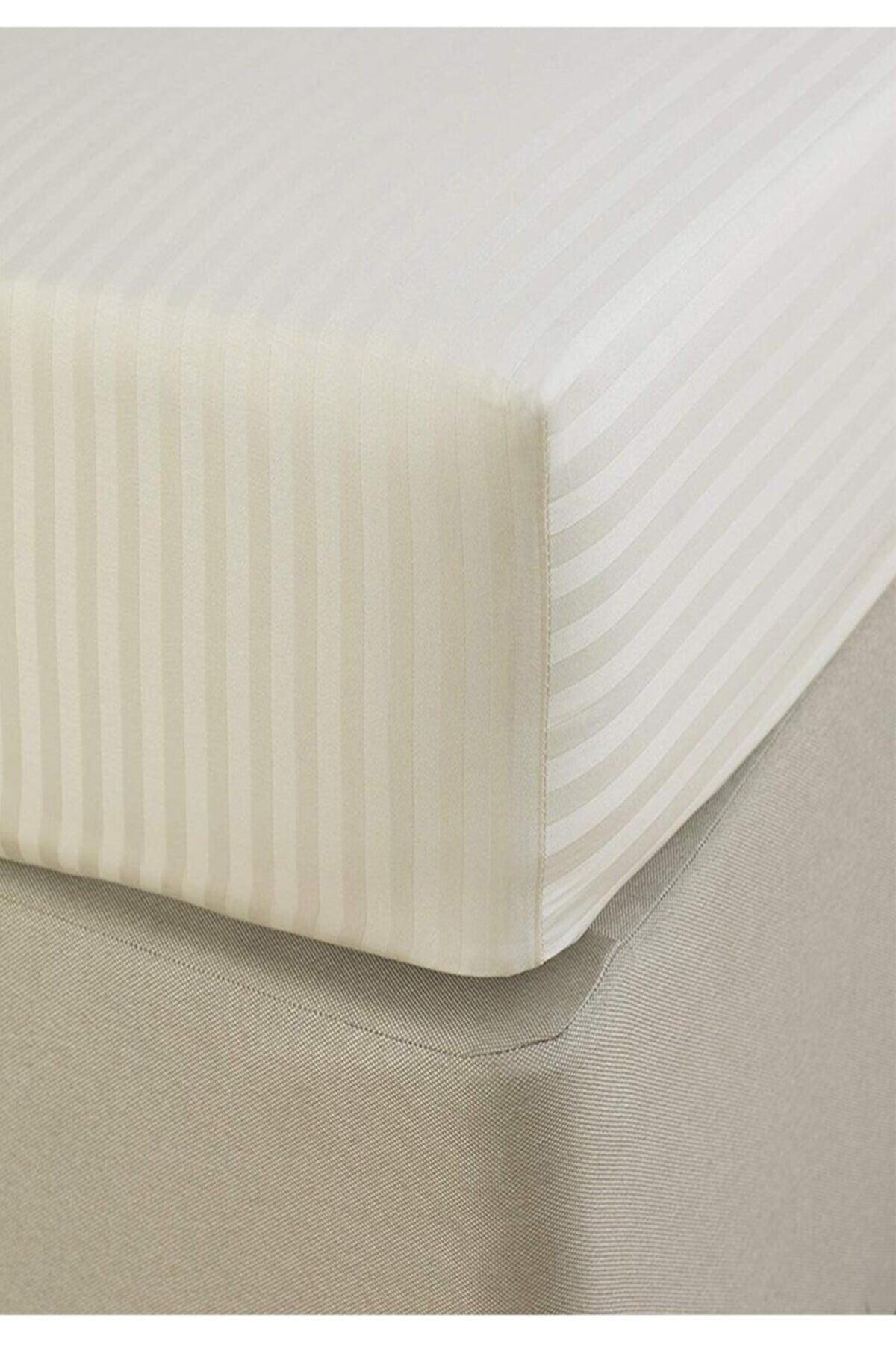 100% Cotton Satin Elastic Bed Sheet Striped Double White/color Hotel Type Luxury Padded - Swordslife