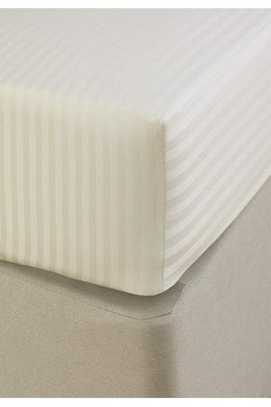 100% Cotton Satin Elastic Bed Sheet Striped Double White/color Hotel Type Luxury Padded - Swordslife