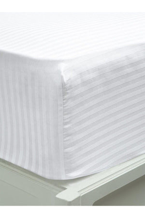 100% Cotton Satin Elastic Bed Sheet Striped Single Double White/color Hotel Type Lux Padded - Swordslife