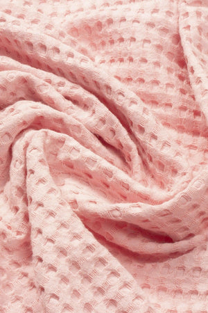 100% Cotton Double Pique, Waffle Pattern Pink Pique with Pompom - Swordslife