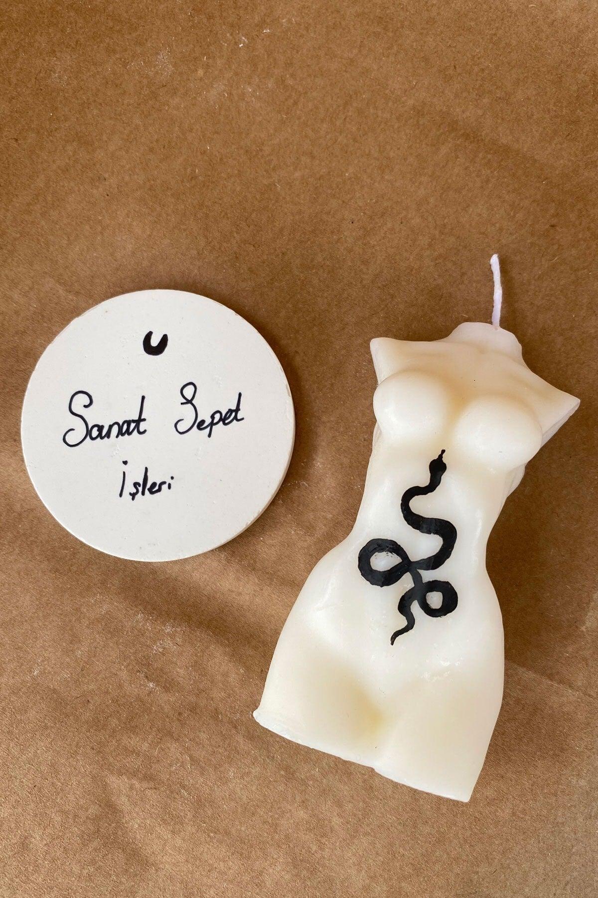 100% Soy White Vanilla Scented Medusa Female Decorative Body Candle - Candle Base - Swordslife