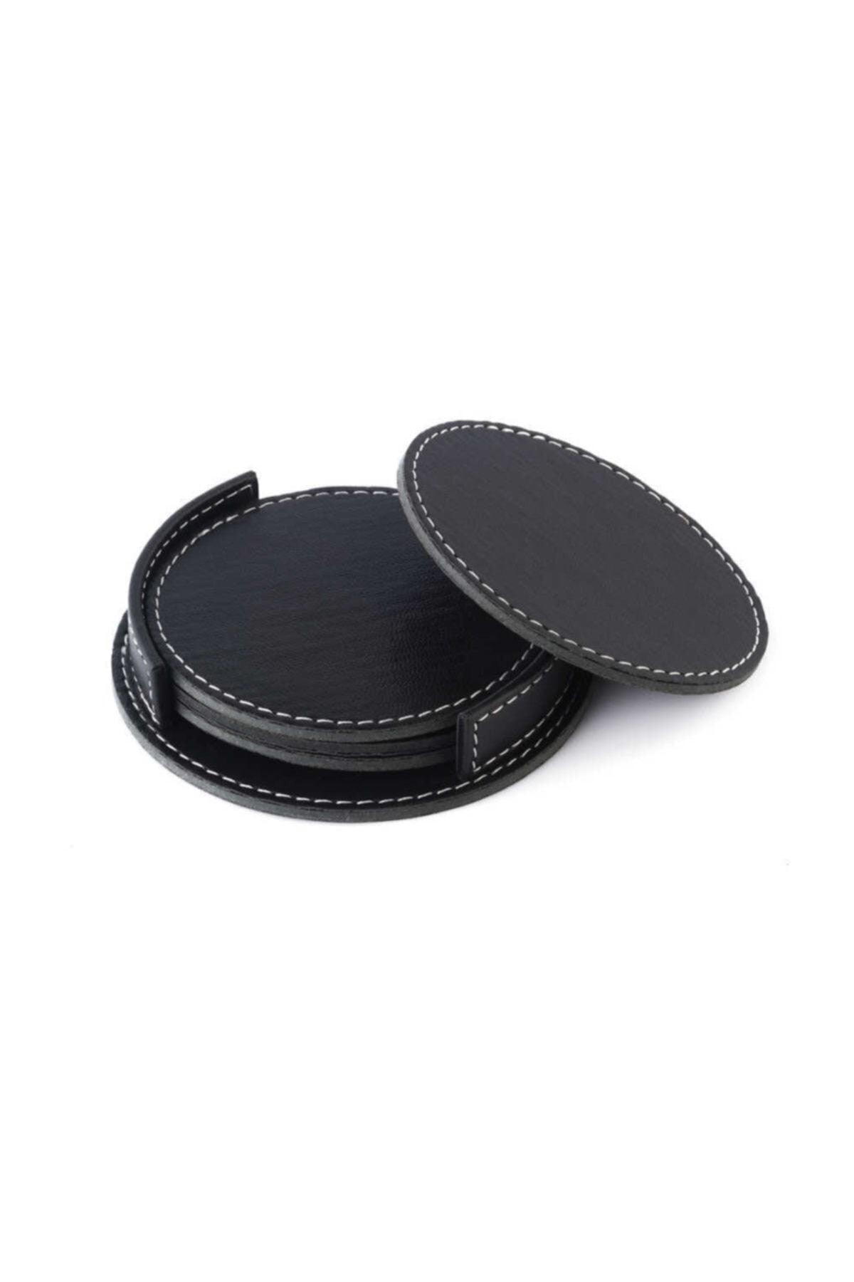 1102 Leather Coasters Black