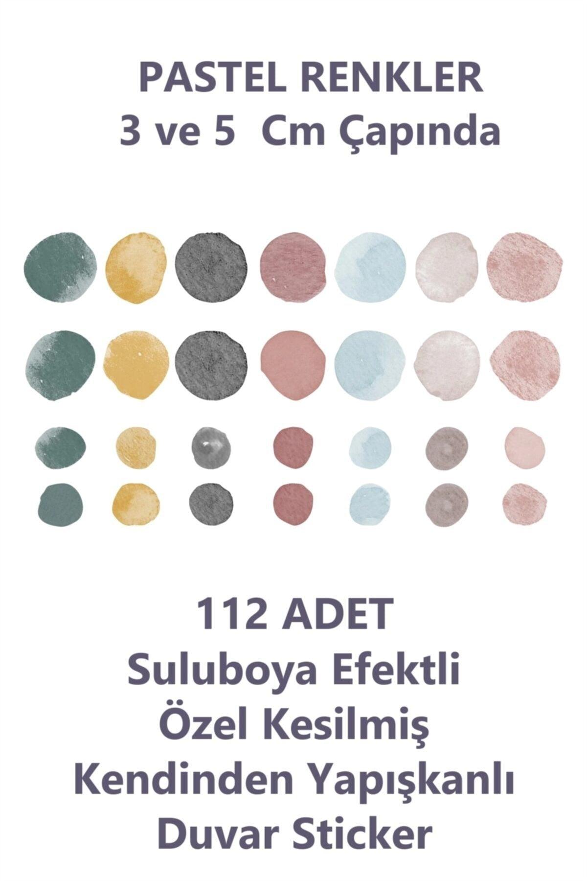 112 Piece Pastel Watercolor Wall Sticker Set