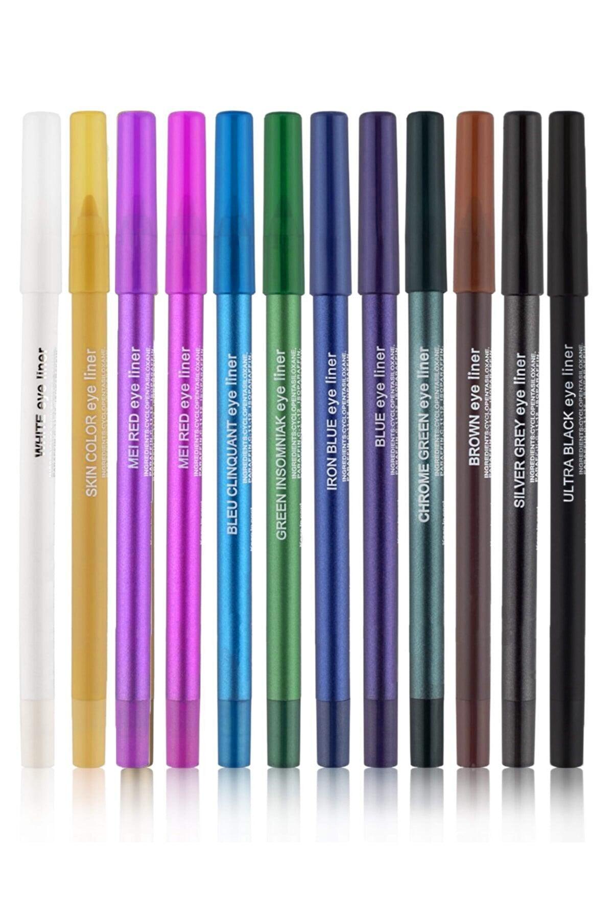 12 Color Neon Eyeliner Oily Eye Liner Set