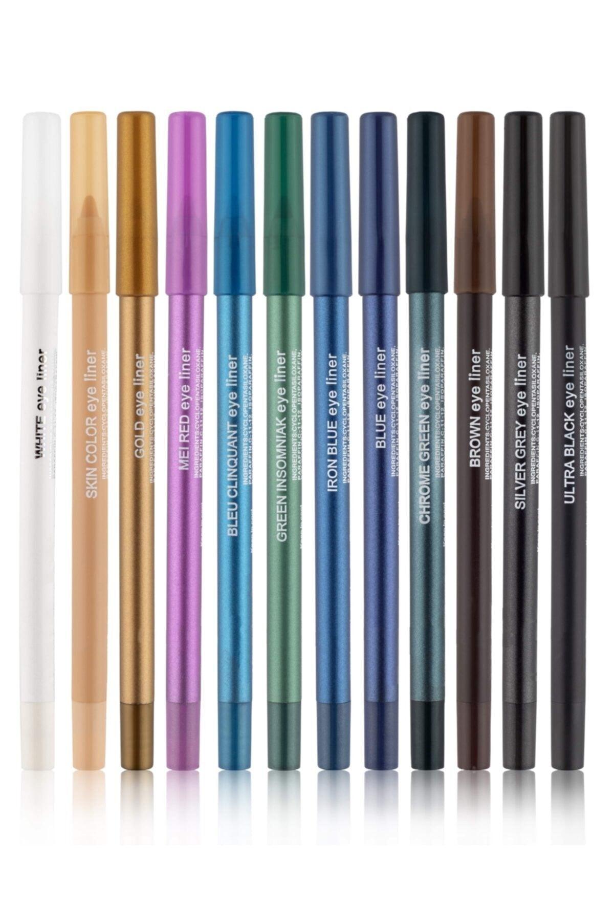 12 Color Neon Oil Eye Liner Set