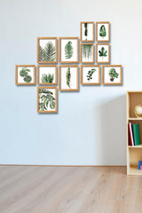 12 Piece Wooden Table Set - Green Leaves Mdf Wall Decor For Living Room Living Bedroom 90x75 Cm - Swordslife