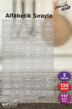 Self-adhesive jar labels for spices, legumes, and nuts (120 pieces)