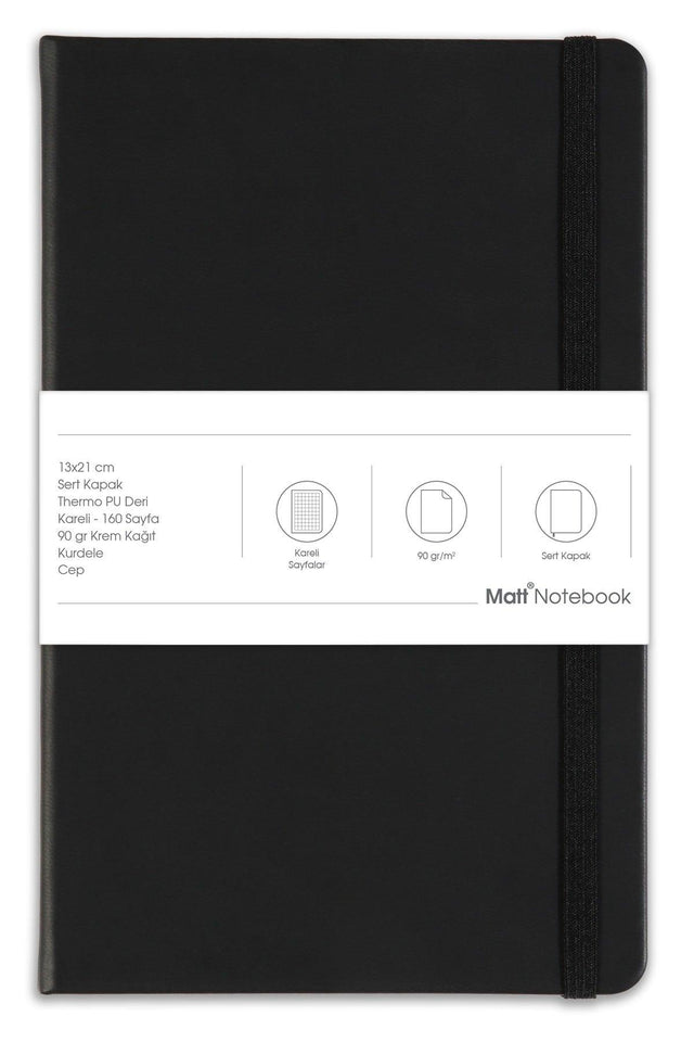 13x21 Elastic Notebook Square Black