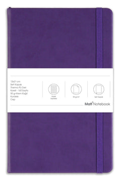 Hardcover Checkered Notebook, 13 x 21 cm, 80 Sheets, Purple