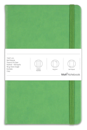 13x21 Rubber Notebook Dotted Green