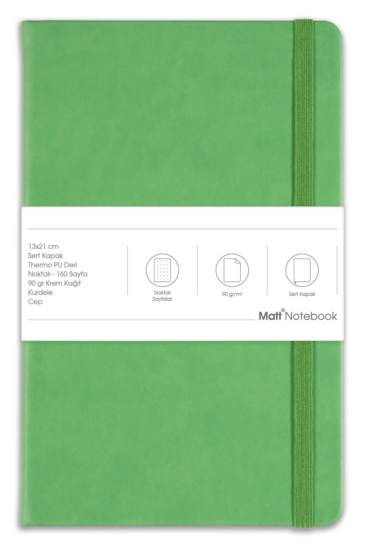 13x21 Rubber Notebook Dotted Green