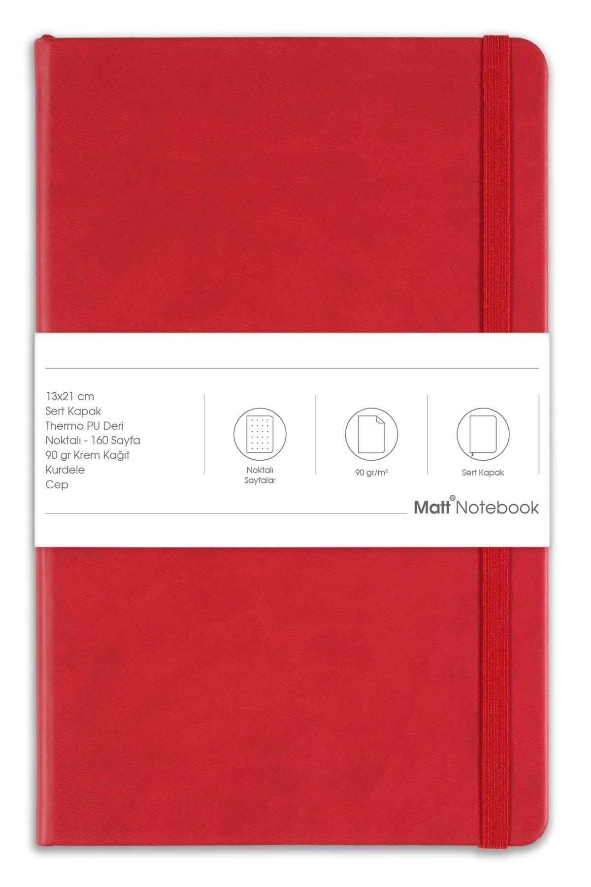 13x21 Rubber Notebook Dotted Red