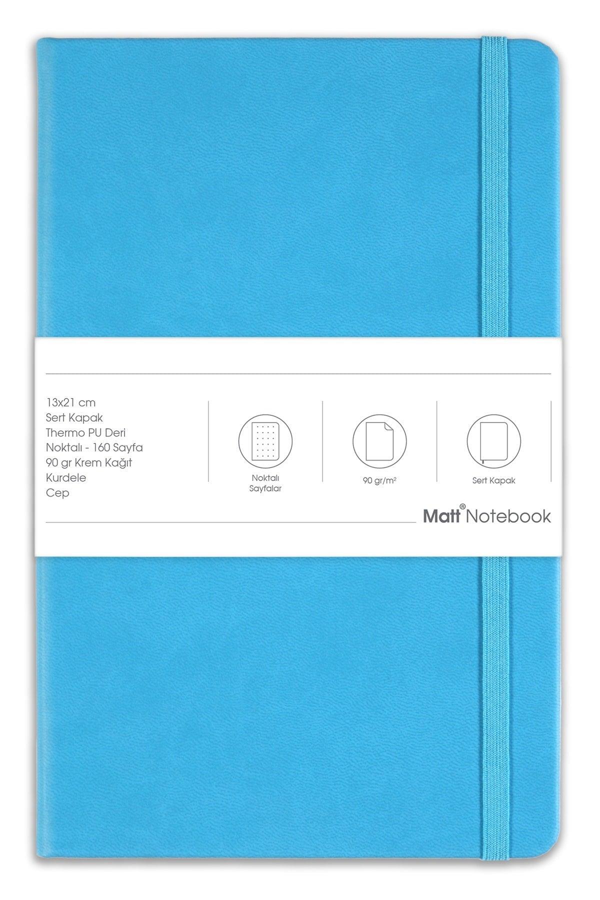 13x21 Elastic Notebook Dotted Turquoise