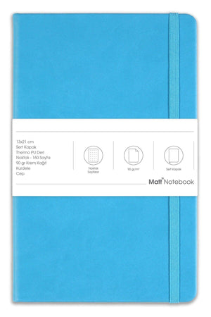 13x21 Elastic Notebook Dotted Turquoise