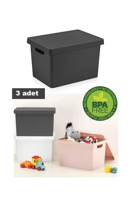 17 Lt. Box with Lid 3 Pieces Anthracite Nandy