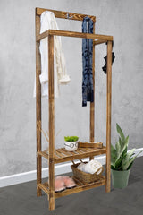 174x60 cm Long Solid Wood 2 Shelf Dress