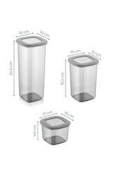 Set of 18 Labeled Bony Square Storage Containers Super Set (1750ml - 1200ml - 550ml) - Swordslife