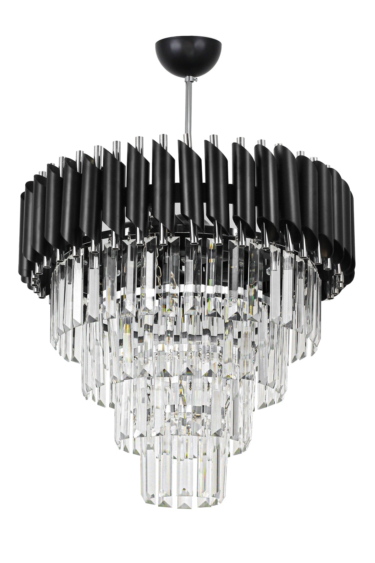 Palmira 45' Crystal Stone Luxury Chandelier - (Black-Chrome)