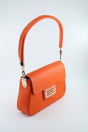 Women'S Orange Textured Magnet Clamshell Lined Hand And Arm Bag