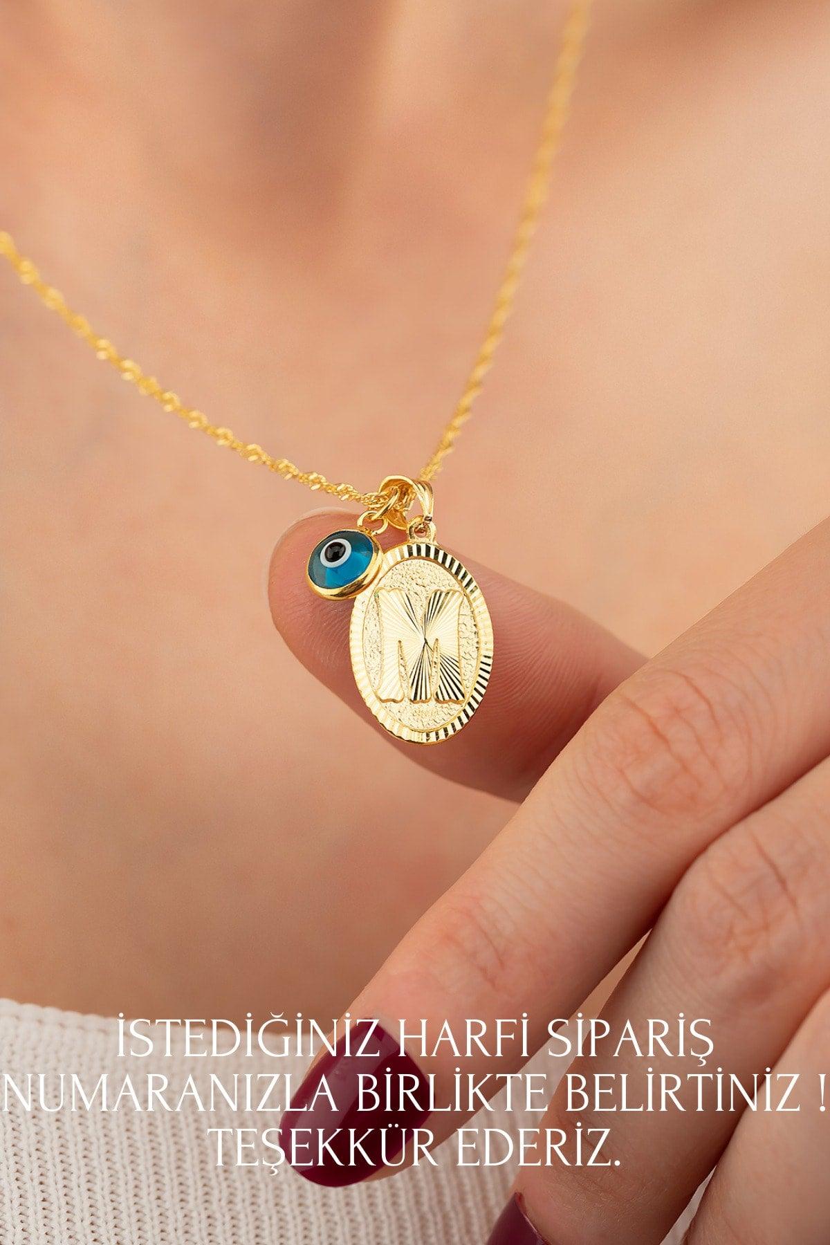 Gold Plated Pen and Evil Eye Letter Necklace - Swordslife
