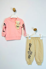 Cotton Teddy Bear Accessory Bear Pattern Baby Bottom Top Set