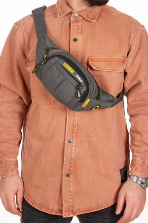 Unisex Impertex Fabric Headphone Outlet Waterproof Shoulder And Waist Bag Cross Strap Gray