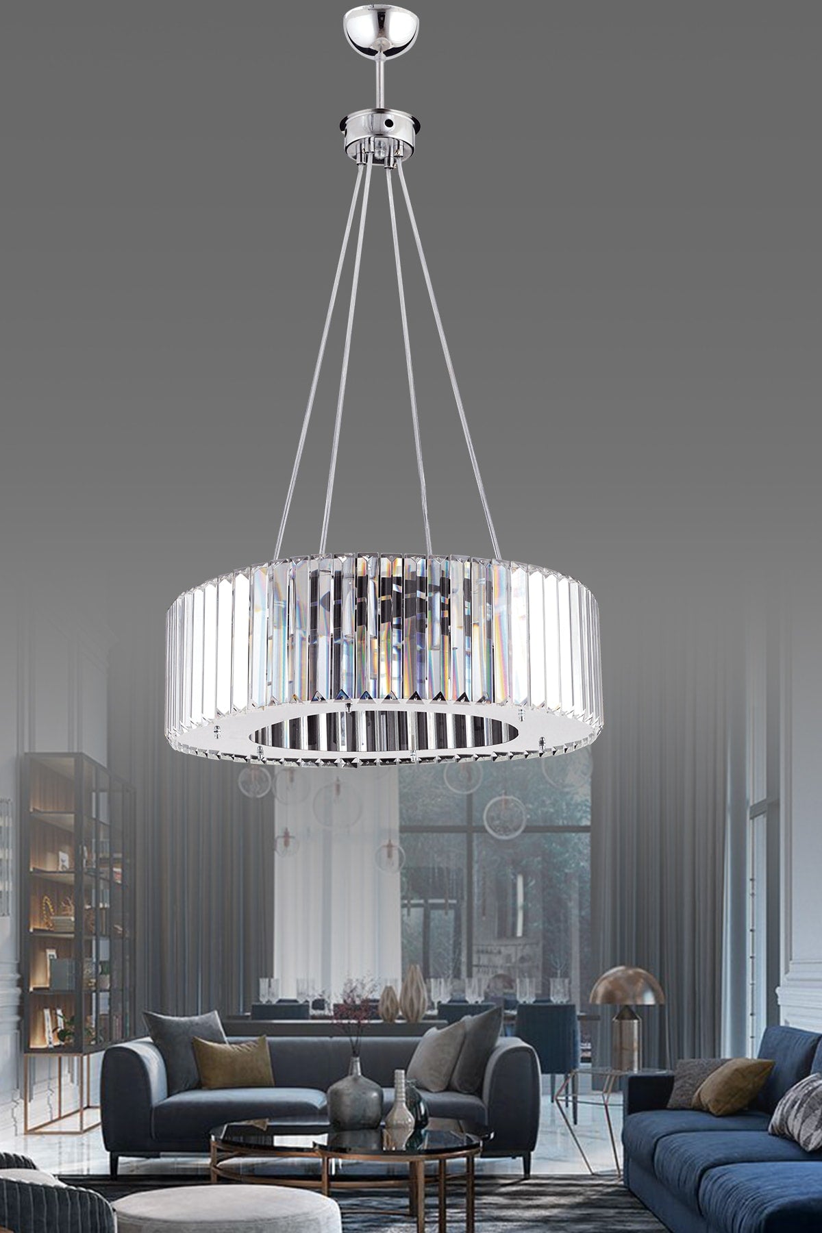 Luxury Diamond 45 Cm Silver Chandelier