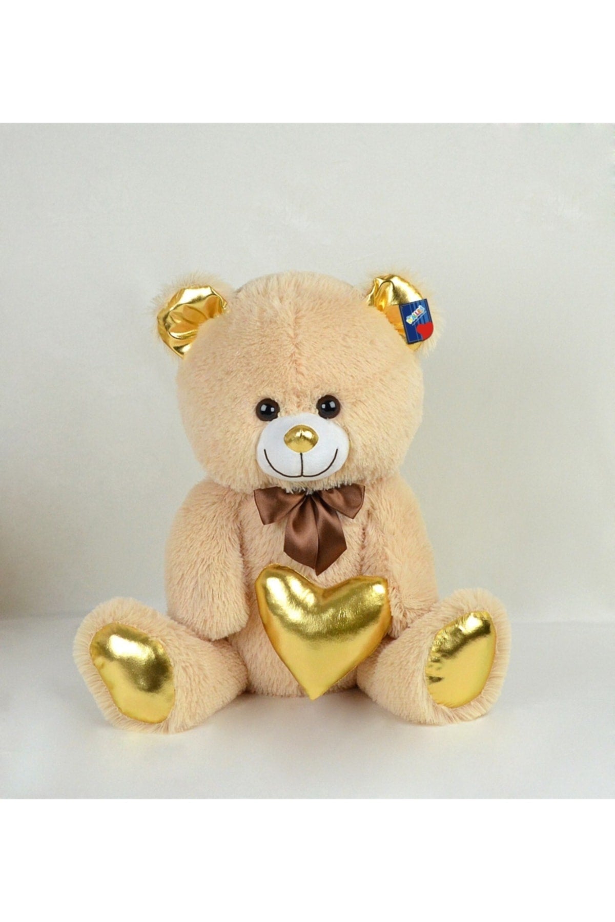 Spielzeug 40 cm glänzender Stoff Herz hält Creme Teddybär 78801
