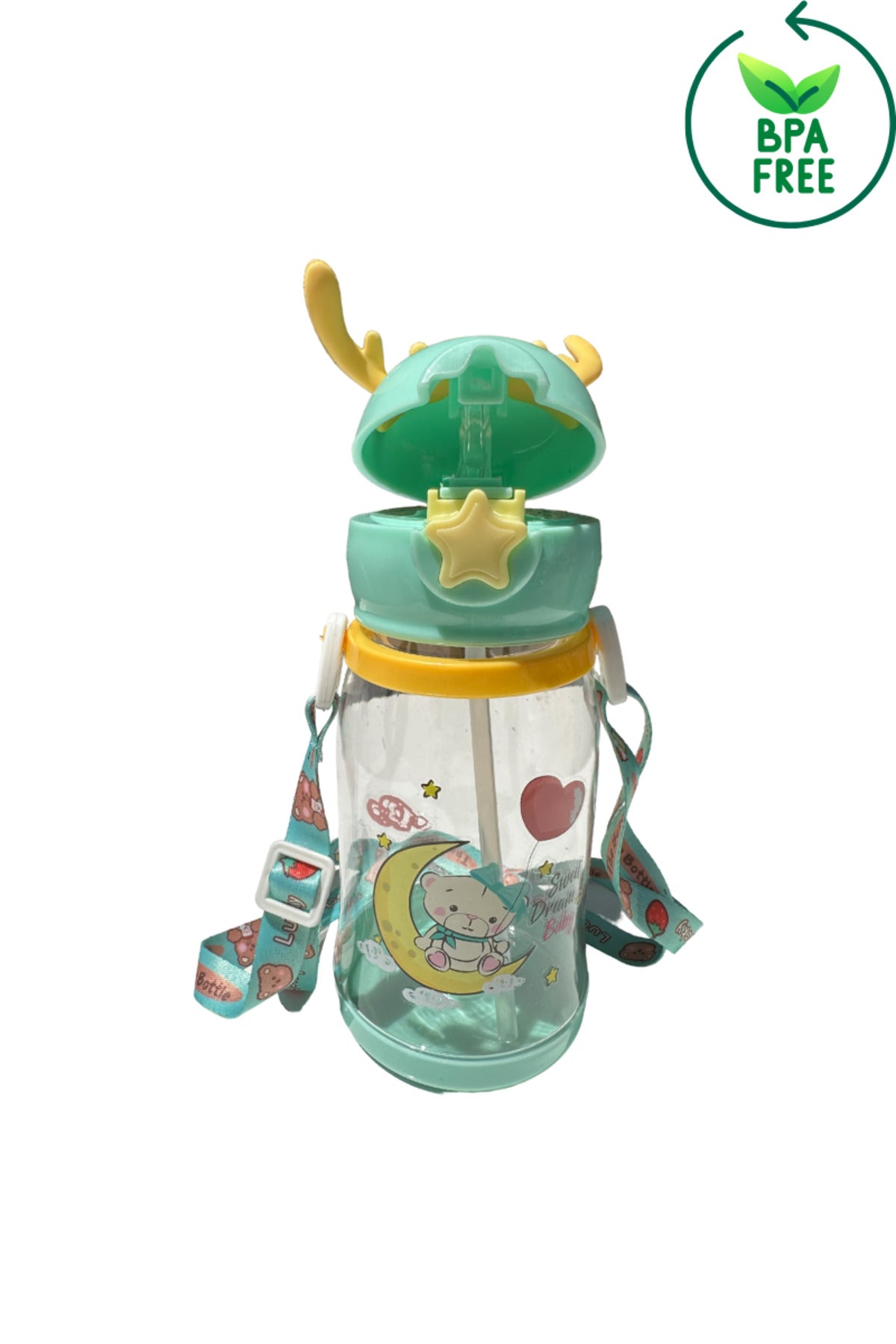 Kindertrinker, 500 ml, Hirsch, Kindertrinker, Wasserflasche, BPA-frei, Schultrinker, zum Mitnehmen, aufgehängt, auslaufsicher