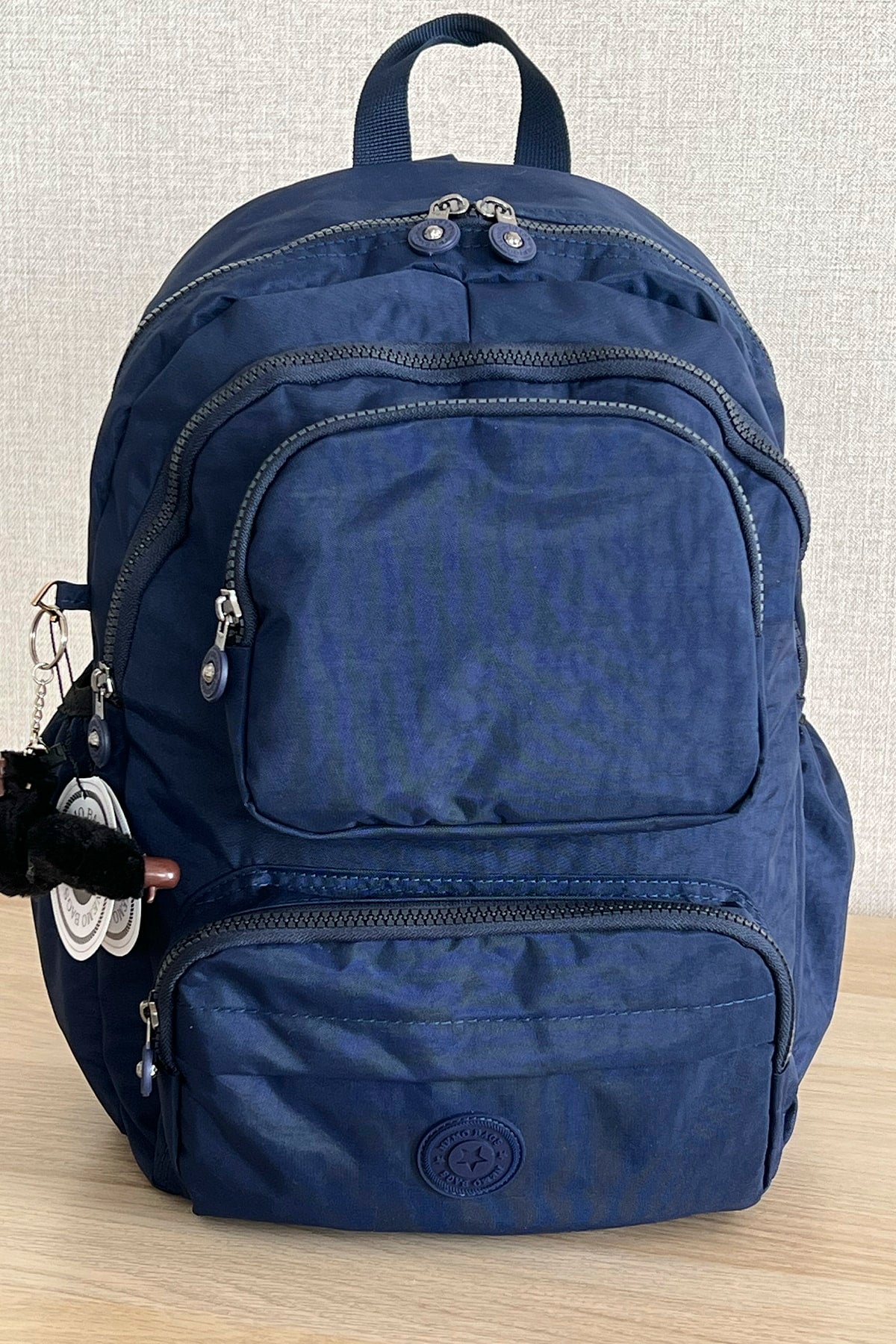 Fcstore Crinkle Fabric Waterproof Medium Size Navy Clinker Backpack/laptop School Bag