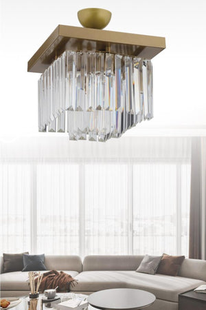 Yasemin 30 Cm Square Antique Crystal Stone Chandelier