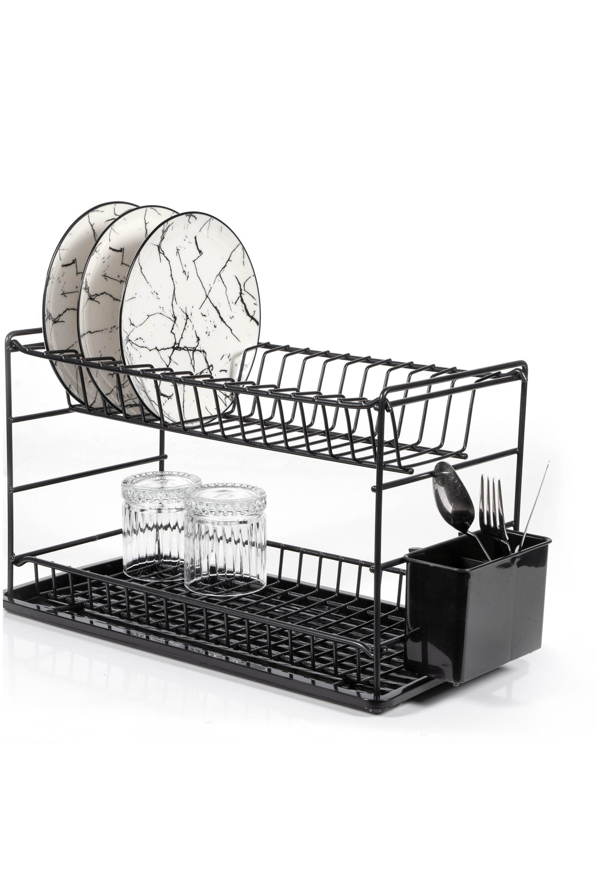 Black Pe Coated Stainless Two Layer Modular Plate / Dish Rack (50 CM)