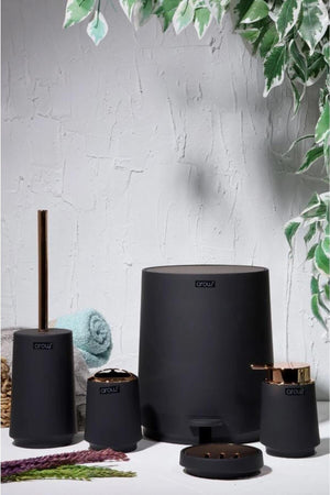 Amara 5 Piece Bathroom Set Black & White - Swordslife