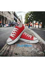 Red Short Linen Shoes