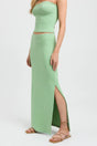 Green Basic Slit Detailed Women's Long Skirt Mg1650 - Swordslife