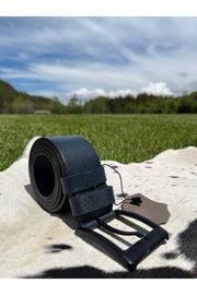 100 % echter marineblauer 4,5 cm Herren-Ledergürtel