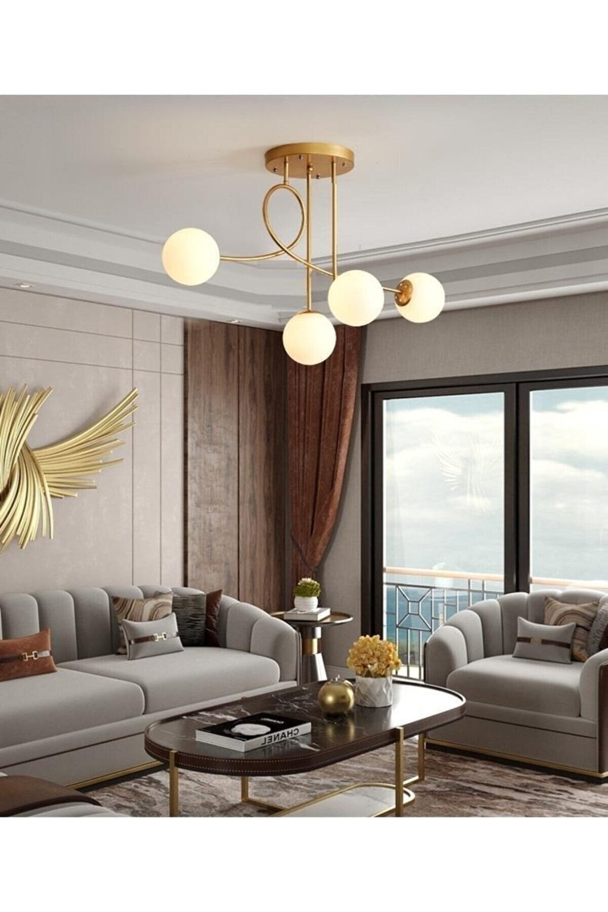 Jade Special Design Antique Color Globe White Glass Living Room - Kitchen - Bedroom 4-Piece Chandelier