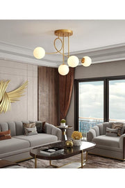 Jade Special Design Antike Farbe Globe Weiß Glas Wohnzimmer - Küche - Schlafzimmer 4-Teiliger Kronleuchter