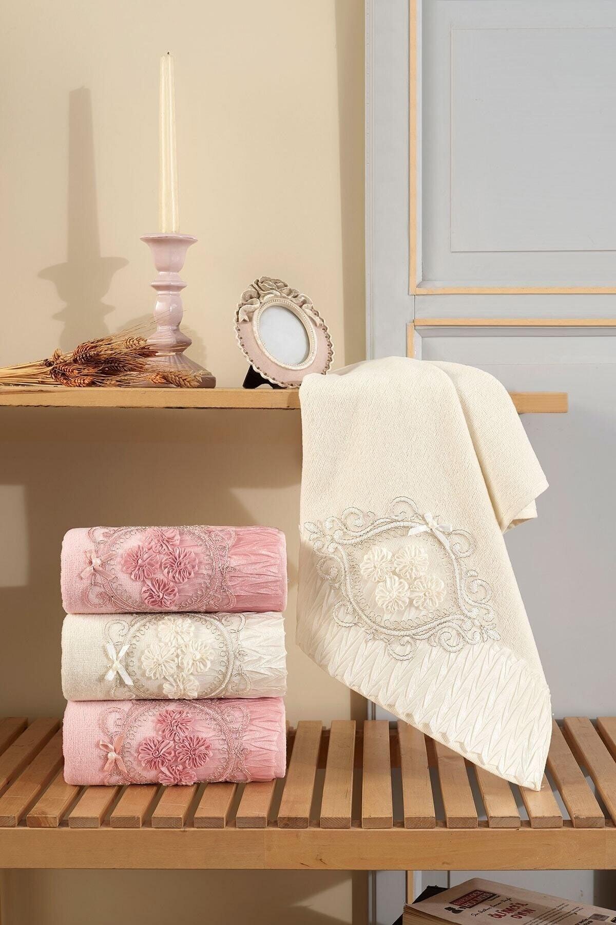 50/90 Daisy Dowry Lacy Cotton 4 Pieces Hand Face Towel - Swordslife