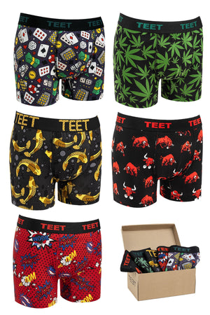 Men'S Boxer Cotton Patterned Premium Set Of 5