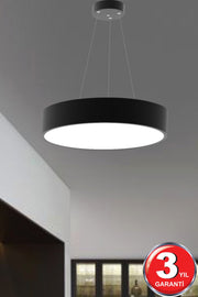 Drum 40Cm (Schwarzes Gehäuse, Tageslicht) Moderner Led-Kronleuchter Mit Led, Wohnzimmer, Küche, Wohn-Schlafzimmer, Pendelleuchte