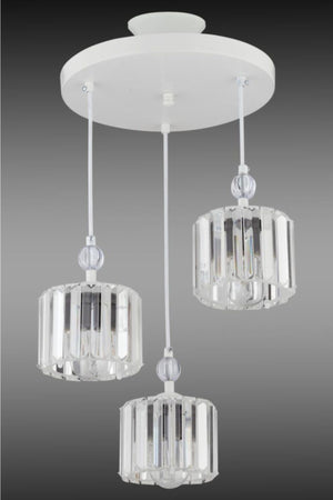 Maya 3-Piece White Y-10 Stone Chandelier