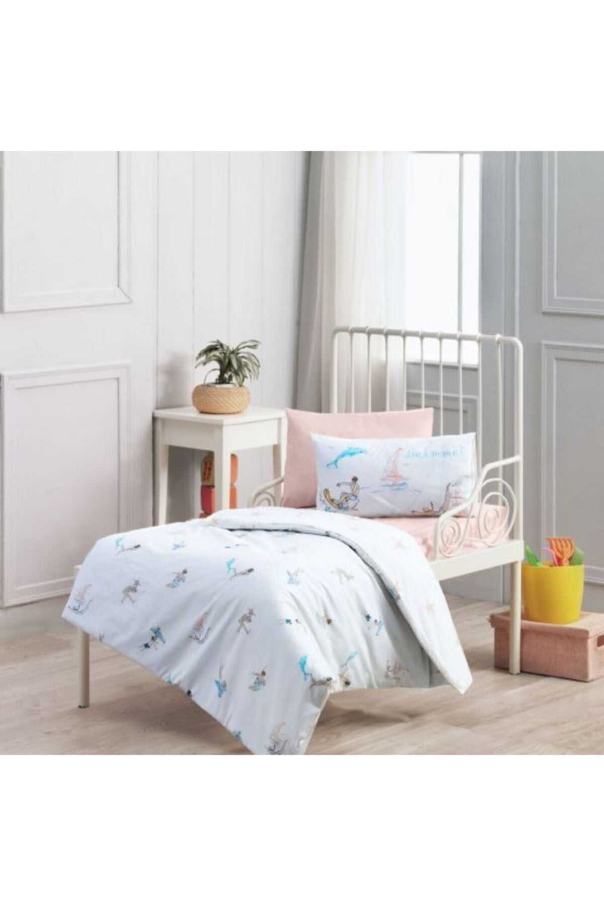 Bubble Percale V1 Baby-Bettbezug-Set Lachs