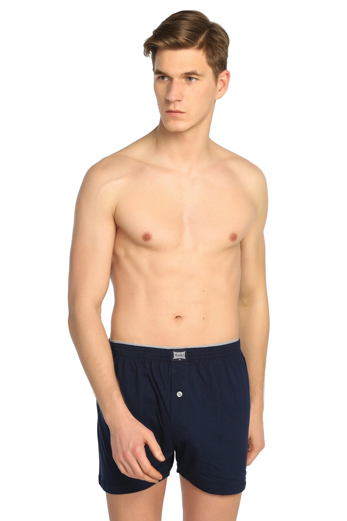 Men's Navy Blue 6 Pack Combed Buttoned Boxer ELF568T0117CCM6