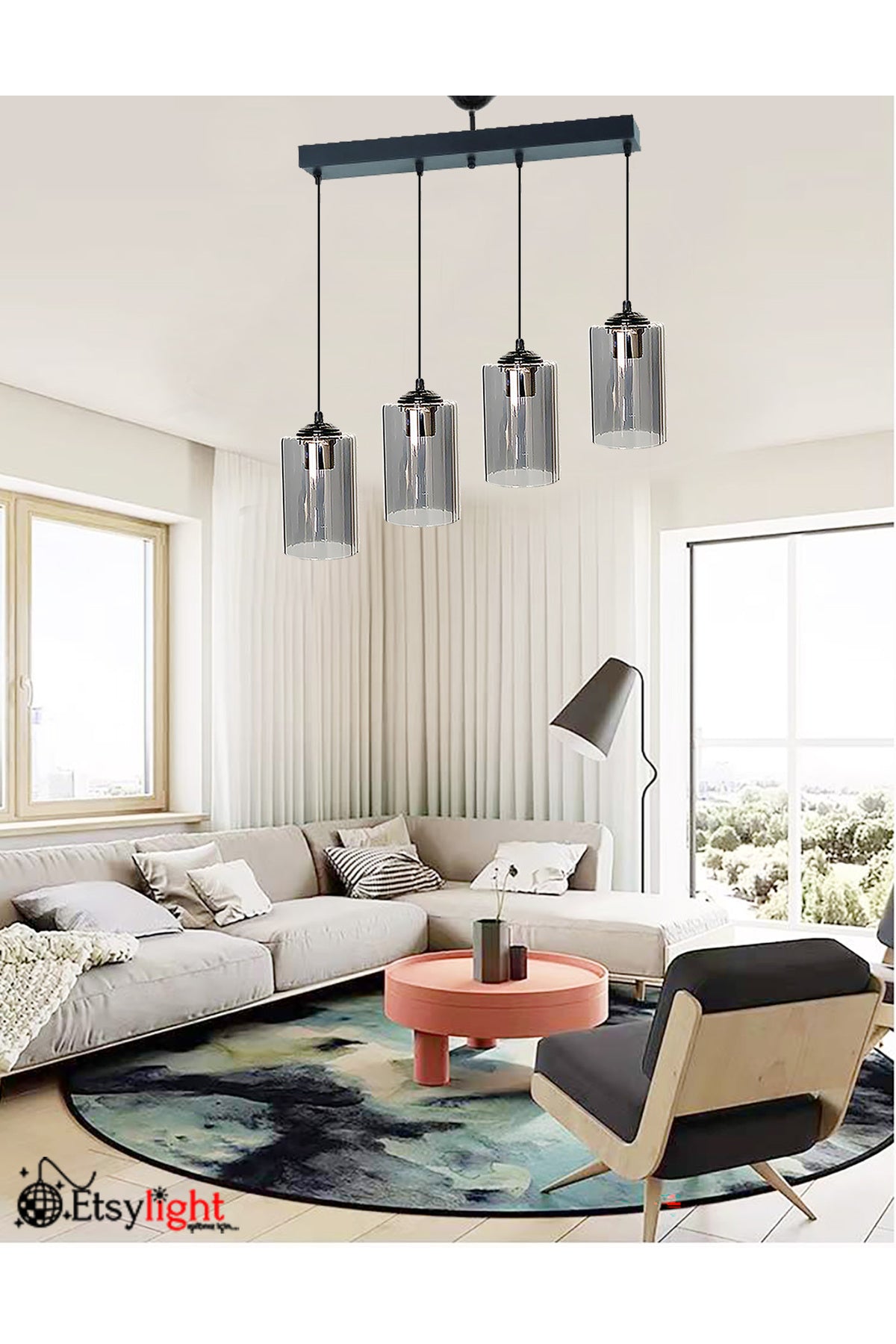 Dora Black Luxury 4 Row Entrance Chandelier, Kitchen Chandelier, Living Room Chandelier, Dining Room Chandelier
