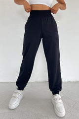 Women's Black Extra High Waist Belted Seasonal Jogger Sweatpants - Swordslife