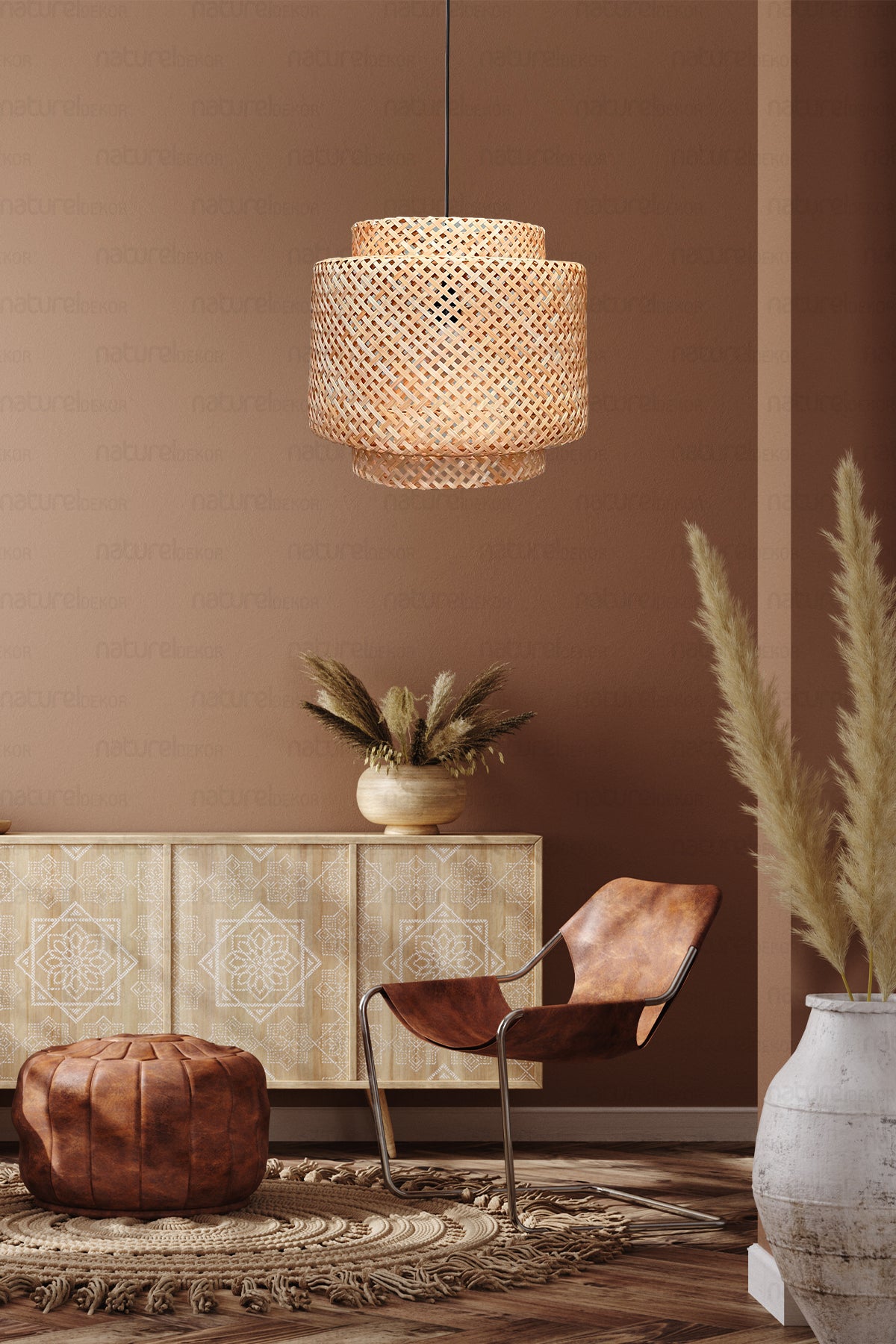 Sinnerlig Bamboo Chandelier 40Cm- Scandinavian, Modern, Bohemian, Rattan Chandelier, Lighting