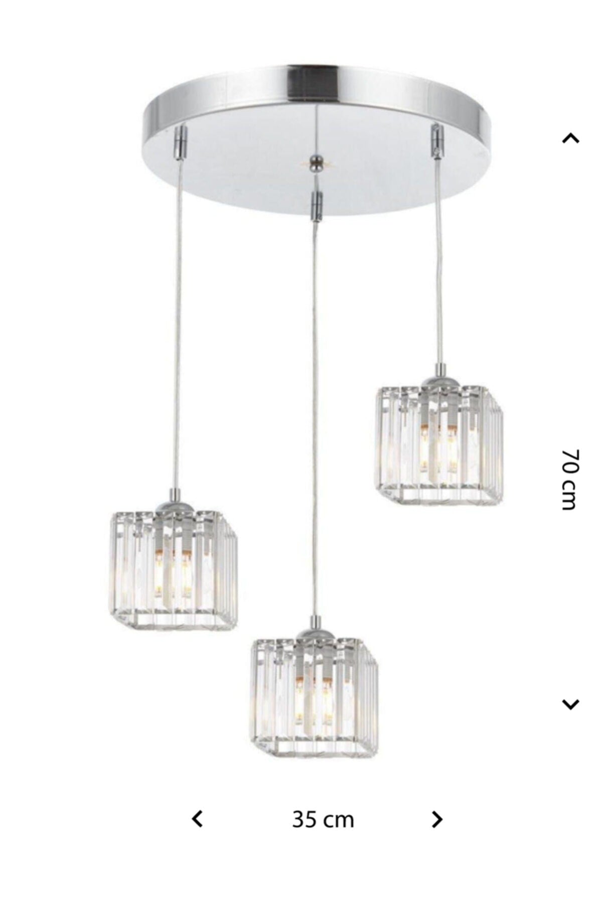 Saka 3-Piece Chrome K-10 Flat Cable Chandelier