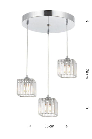 Saka 3-Piece Chrome K-10 Flat Cable Chandelier